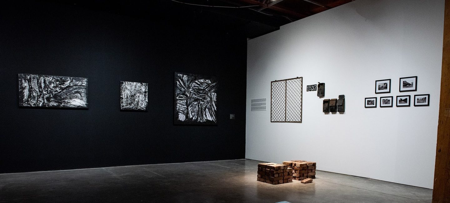 Shana M. griffin: DISPLACING Blackness: Cartographies of Violence, Extraction, and Disposability, 2021. Installation view: CAC, New Orleans. Photo: Ryan Hodgson-Rigsbee